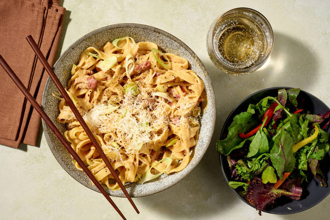 Express Miso Bacon Fettuccine Carbonara