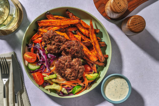Classic Lamb Rissoles & Vibrant Veg Slaw