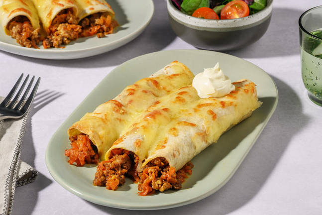 Cheesy Tex-Mex Beef & Pork Enchiladas