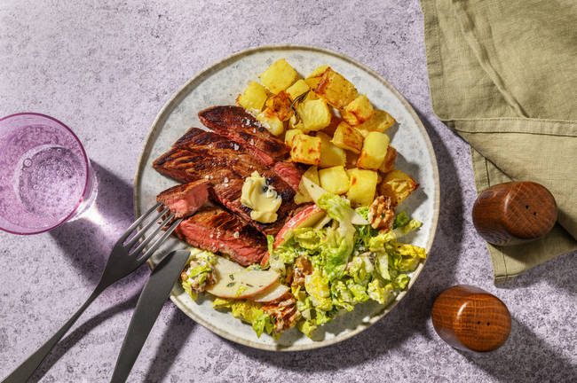 Rump Steak & Twice-Cooked Herby Potatoes