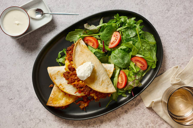 Baked Tex-Mex Beef & Corn Quesadillas