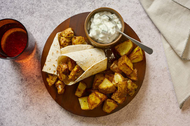 Curry Chicken Wraps & Bombay Potatoes