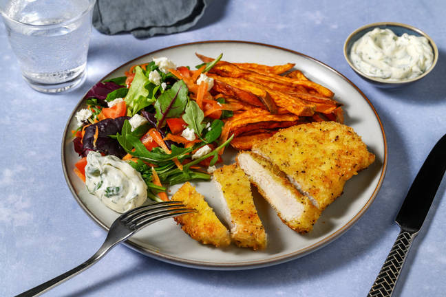 Zesty Crumbed Chicken & Sweet Potato Fries