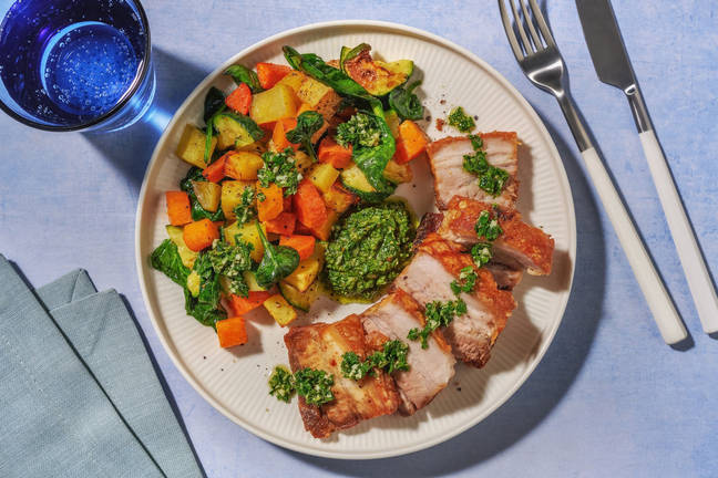 Roast Pork Belly & Lemony Pre-Prepped Veg