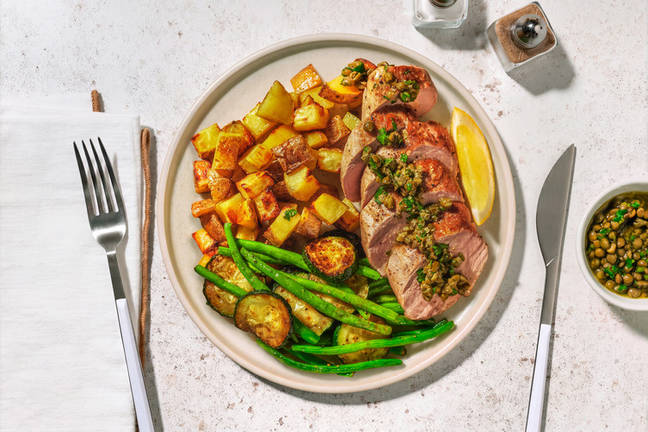Roast Pork Fillet & Zingy Caper Butter