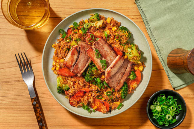 Crispy BBQ Pork Belly & Egg Fried Rice