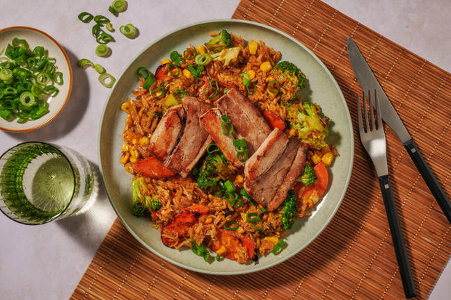 Crispy BBQ Pork Belly & Egg Fried Rice