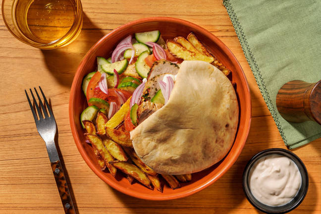 Souvla-Style Pork Pitas & Potato Fries