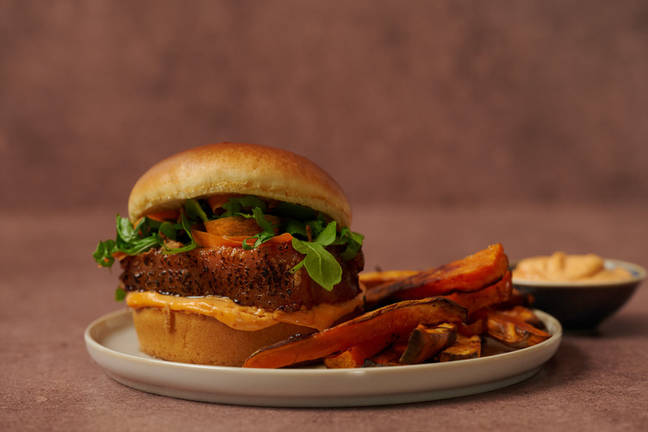 Crispy Char Siu Pork Belly Burger & Fries