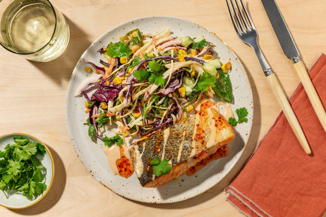 Tex-Mex Seared Salmon & Corn Slaw
