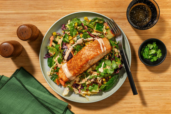 Mexican Seared Salmon & Corn Slaw