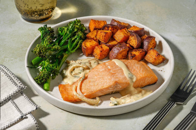 Scandi-Style Salmon & Tangy Parsley Sauce