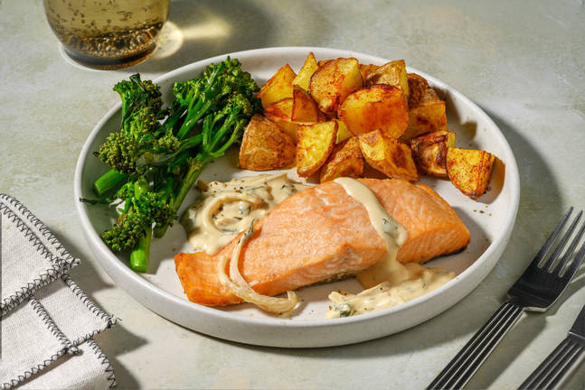 Scandi-Style Salmon & Tangy Parsley Sauce