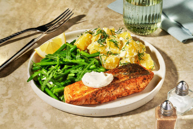Salt ‘n Pepper Salmon & Lemony Greens
