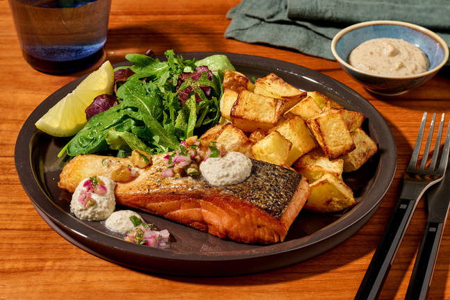 Lebanese Tarator Salmon & Herby Nut Topping