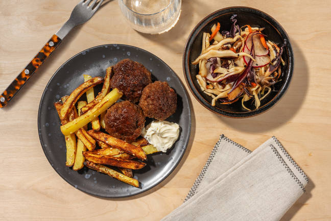 Fragrant Beef Rissoles & Potato Fries