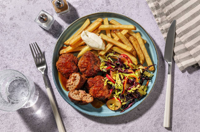 Fragrant Beef Rissoles & Potato Fries