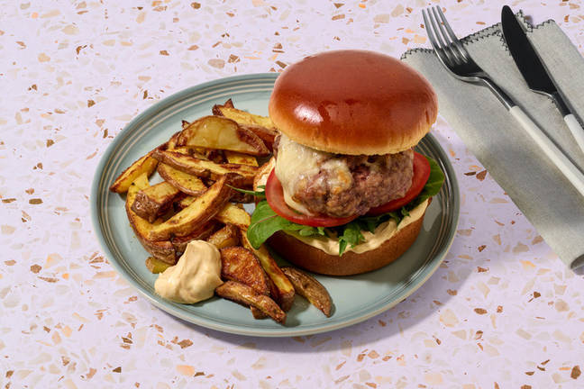 Aussie Beef Cheeseburger & Pre-Cut Fries