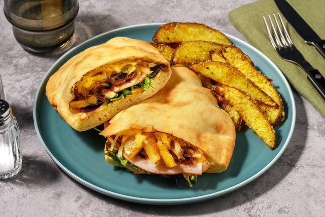 Cheesy Ham & Charred Pineapple Pita Pockets
