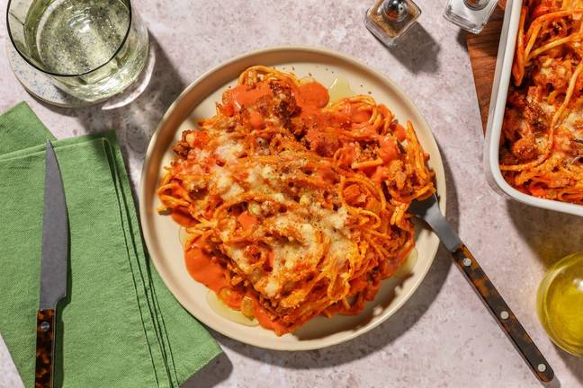 Saucy Beef & Pork Spaghetti 'Al Forno'
