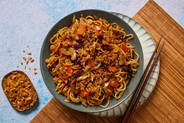 Quick Sticky Pork & Veggie Noodle Stir-Fry