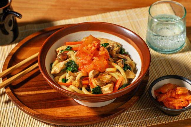 Express Chicken & Kimchi Noodle Stir-Fry