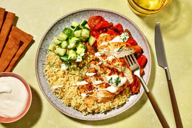 Focus sport : Poulet XL, sauce yaourt citronnée & boulgour