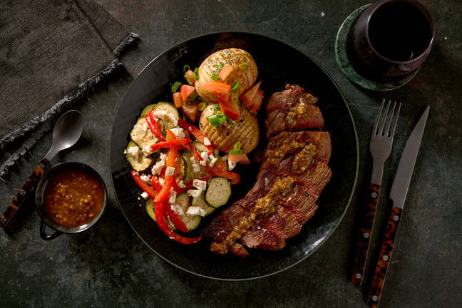 Abuela's Glazed Roast Beef & Fetta Veggies
