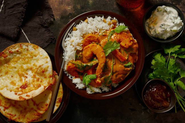 Prawn Masala Curry & Cheesy Tortillas