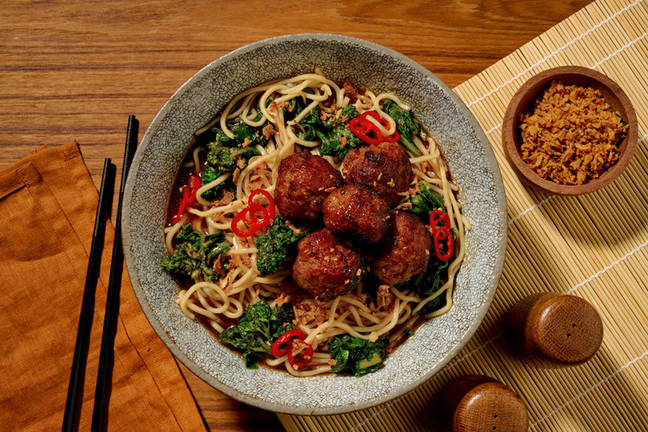 Char Siu Pork Meatballs & Noodle Bowl
