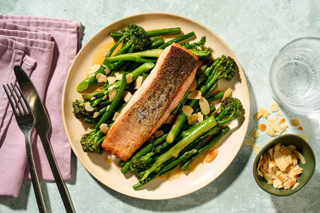 Seared Salmon & Mustardy Blistered Greens