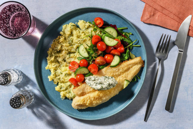 Quick Crumbed Basa & Crushed Dill Potatoes