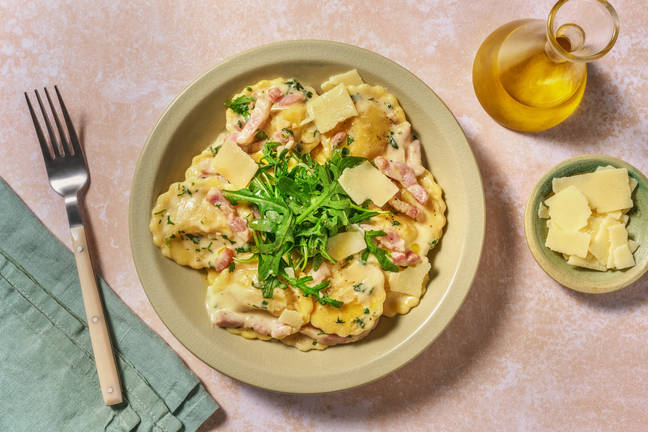 Express Pumpkin Ravioli & Lemon-Bacon Sauce