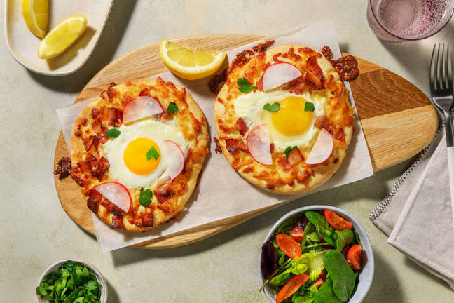 Khachapuri-Inspired Bacon & Egg Flatbreads