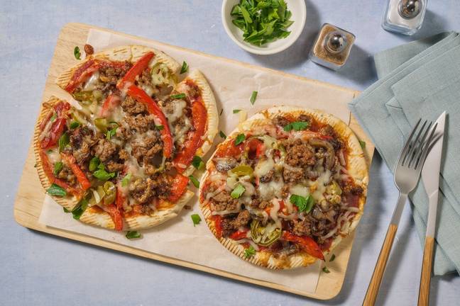 Philly-Style Cheesy Beef Flatbread Pizzas