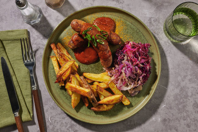German Pork Currywurst & Quick Sauerkraut