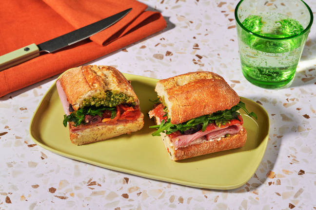 Smoked Ham, Goat Cheese & Pesto Deli Sandwich