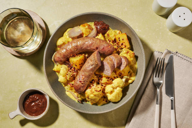Coconut-Curried Pork Sausage & Potato Bake