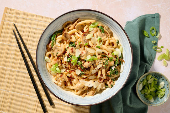 Creamy Miso Bacon & Mushroom Udon Bowl