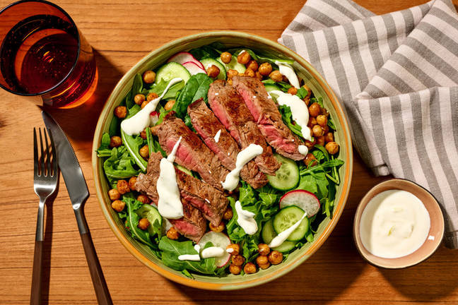 Seared Beef Steak & Chermoula Chickpea Salad