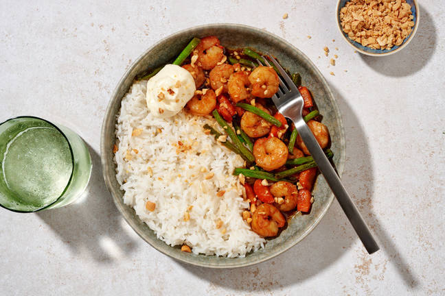 Asian-Spiced Prawns & Garlic Rice Bowl