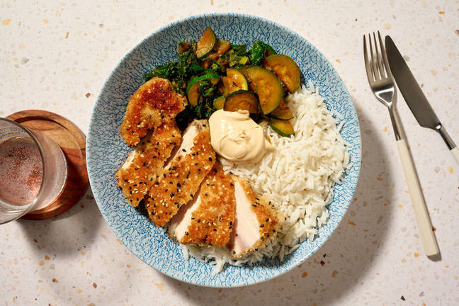 Sesame-Crumbed Chicken & Sautéed Greens