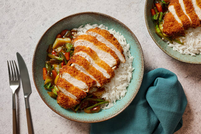 Chicken Schnitzel & Garlic Rice Bowl