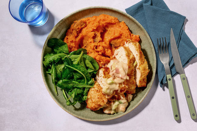 Crumbed Chicken & Bacon-Spring Onion Sauce