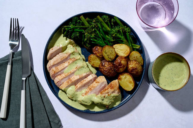 Seared Pork Steak & Roast Chat Potatoes