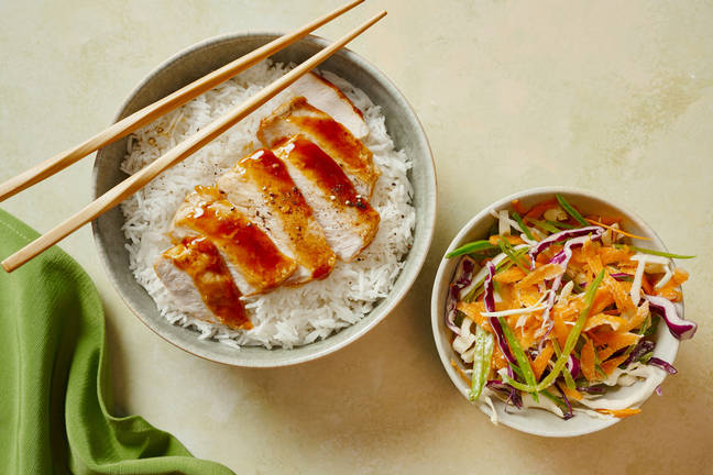 Sticky Teriyaki Pork & Pea Pod Slaw