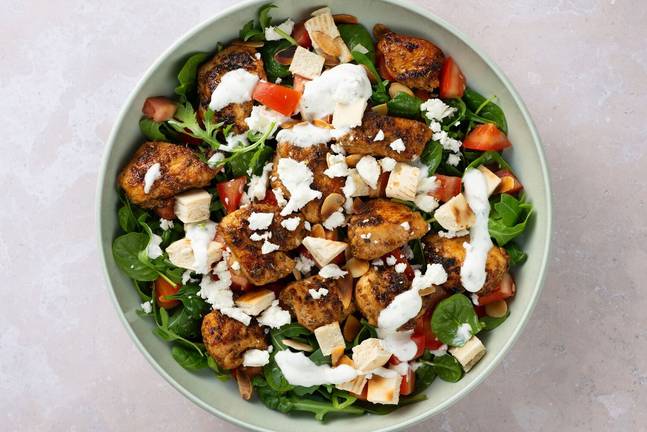 SuperQuick Fattoush Salad with Shawarma Chicken