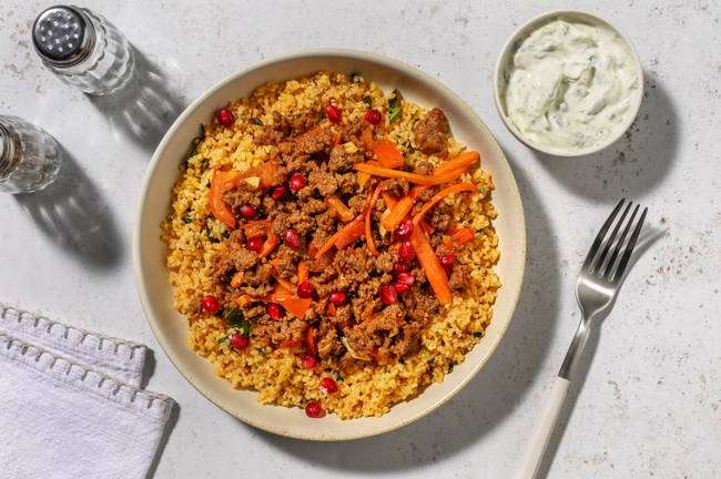  Tyrkisk-inspireret oksekøds- og bulgurbowl