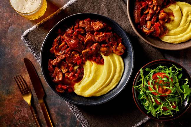 Bourguignon-gryta med kalv och bacon
