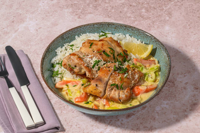 French Style Chicken Blanquette and Garlic Rice